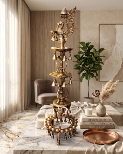 Buy Brass Peacock Lamp Set