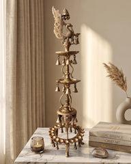 Buy Brass Peacock Lamp Set