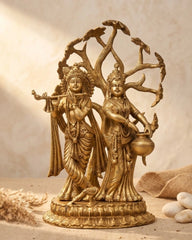 Brass Radha krishna Idol with Tree