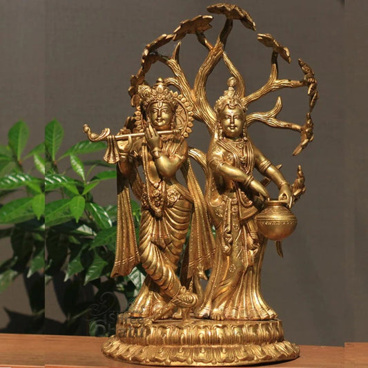 Brass Radha krishna Idol with Tree