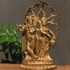 Brass Radha krishna Idol with Tree