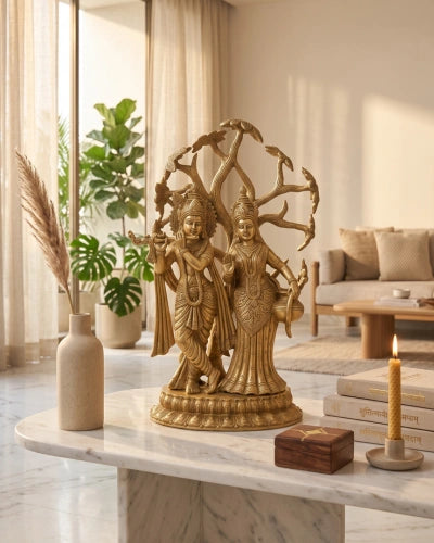 Brass Radha krishna Idol with Tree