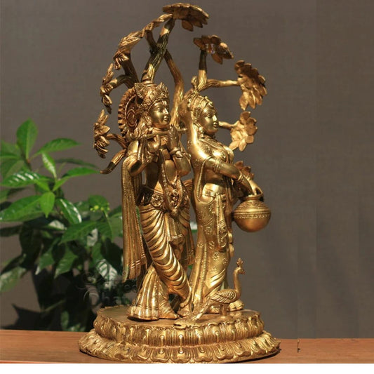Brass Radha krishna Idol with Tree