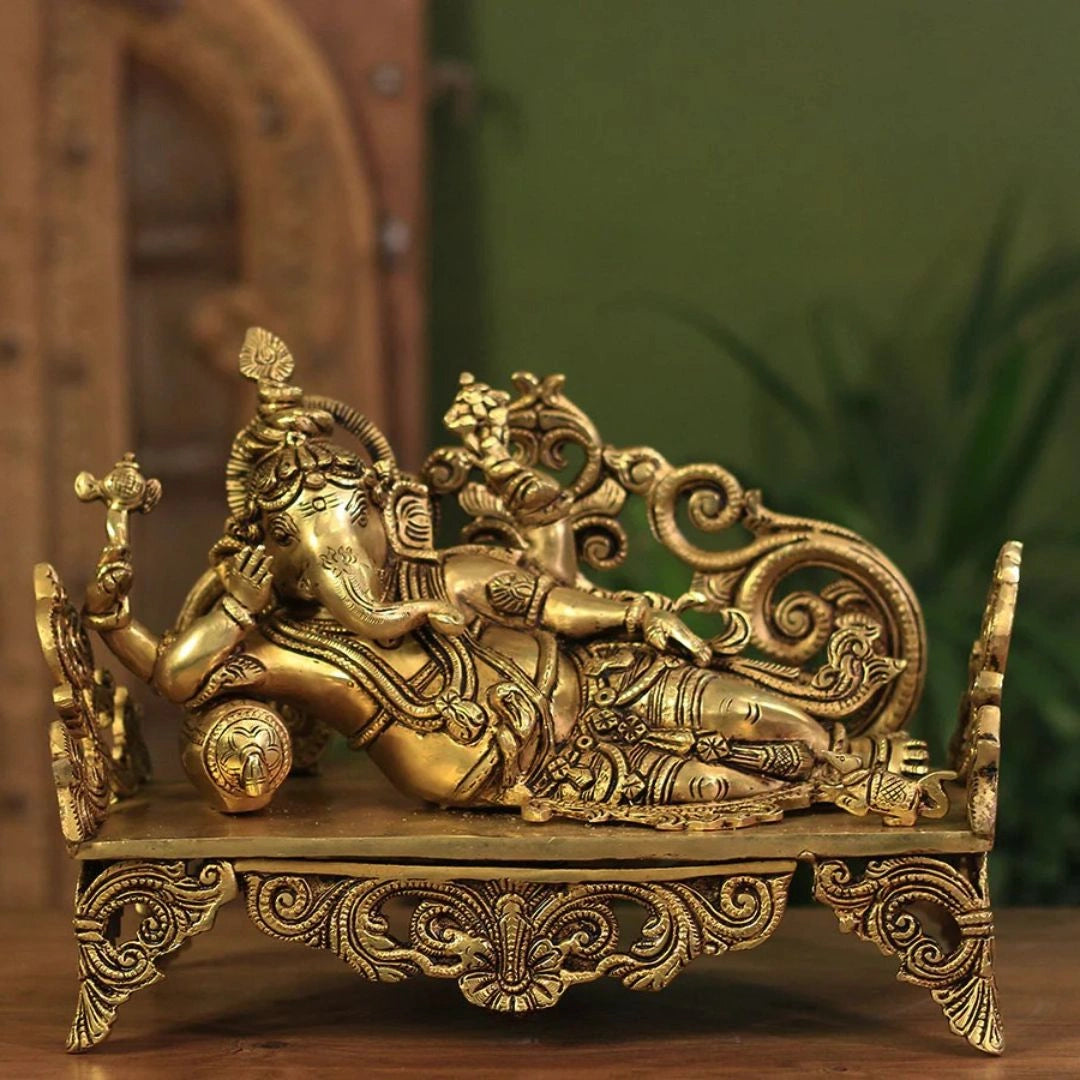 Brass Relaxing Ganesh ji