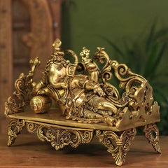 Brass Relaxing Ganesh ji