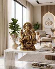 Brass Saraswati SuperFine Carving