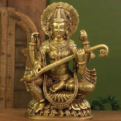 Brass Saraswati SuperFine Carving