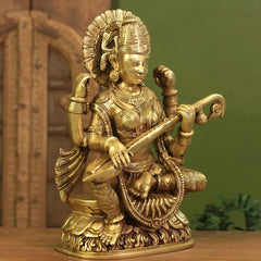 Brass Saraswati SuperFine Carving