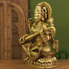 Brass Saraswati SuperFine Carving