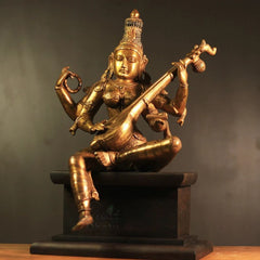 Brass Saraswati Vintage Finish