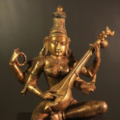 Brass Saraswati Vintage Finish