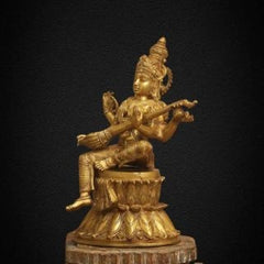 Brass-Saraswati-on-Lotus-Fine-Carving-4