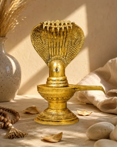 Brass Shiva Lingam With Nagam Idol