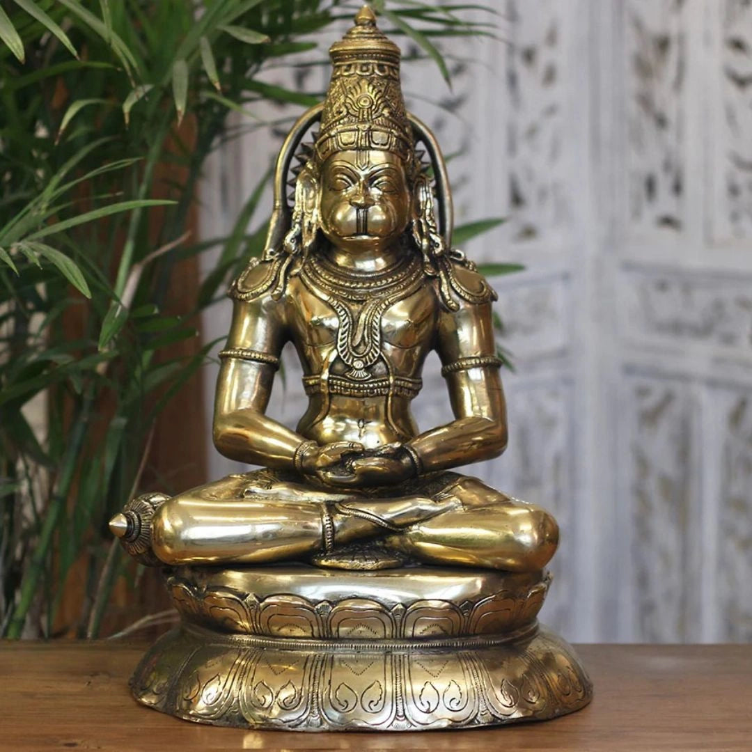 Brass Hanuman Meditative Posture