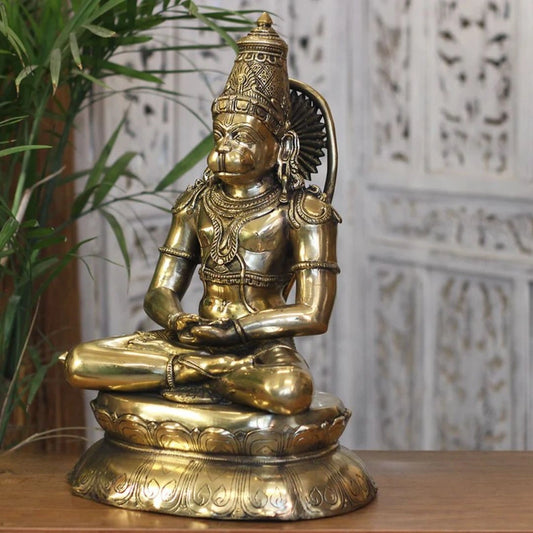 Brass Hanuman Meditative Posture