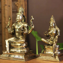 Brass Shiva Parvati Sitting Idol