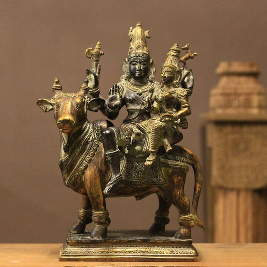 Brass Shiva Parvati on Bull