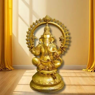 Brass Sitting Ganesh Idol
