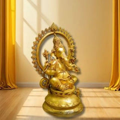 Brass Sitting Ganesh Idol
