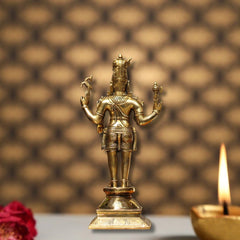 Brass Standing Shiva & Parvati Idol Holding Axe and Deer