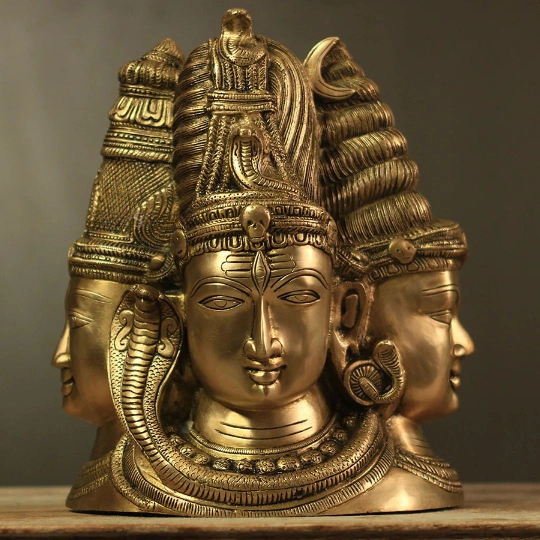 Brass Superfine 4 Face Shiva- Parvati Mukhlingam