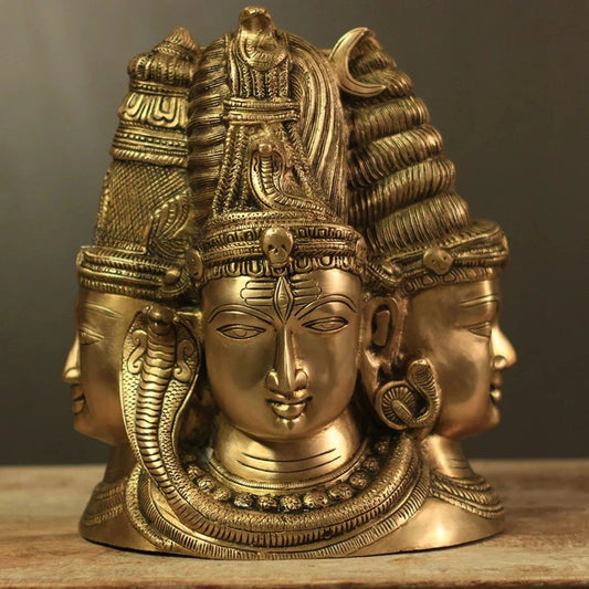 Brass Superfine 4 Face Shiva- Parvati Mukhlingam