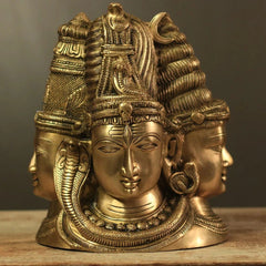 Brass Superfine 4 Face Shiva- Parvati Mukhlingam