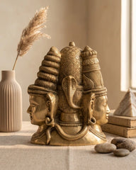 Brass Superfine 4 Face Shiva- Parvati Mukhlingam