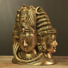 Brass Superfine 4 Face Shiva- Parvati Mukhlingam