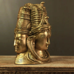 Brass Superfine 4 Face Shiva- Parvati Mukhlingam