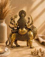 Brass Superfine Goddess Durga Ambe Mata Sitting on Lion