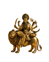 Brass Superfine Goddess Durga Ambe Mata Sitting on Lion
