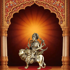 Brass Superfine Goddess Durga Ambe Mata Sitting on Lion
