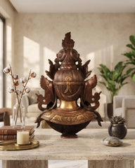 Brass Tara Devi Face Mask Wall Hanging in Antique Dual Tone Finish
