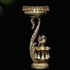 Brass Unique Metal Urli with Peacock Diyas