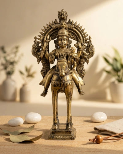 Buy Brass Vintage Finished Khandoba on Horse Idol