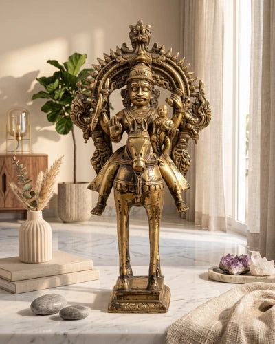 Buy Brass Vintage Finished Khandoba on Horse Idol