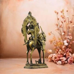 Buy Brass Vintage Finished Khandoba on Horse Idol