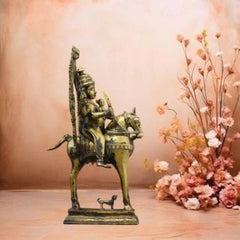 Buy Brass Vintage Finished Khandoba on Horse Idol