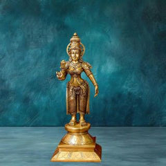 Brass Vishnu Lakshmi Bhudevi Idol Set