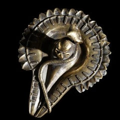 Brass and Stone Shiva Lingam with Protective Naag