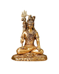 Brass shiva statue Meditating On Lion Mat