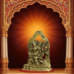 Brass Garuda Carrying Vishnu and Laxmi