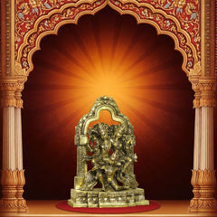 Brass Garuda Carrying Vishnu and Laxmi