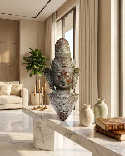 Bronze Buddha Handcrafted Sculpture on Stand