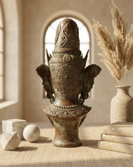 Bronze Buddha Handcrafted Sculpture on Stand