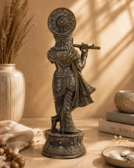 Bronze Krishna Statue – Antique Patina Indonesian Style