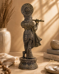Bronze Krishna Statue – Antique Patina Indonesian Style