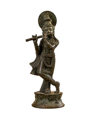 Bronze Krishna Statue – Antique Patina Indonesian Style