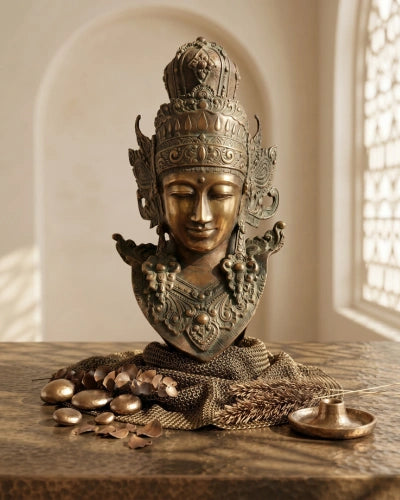 Bronze Vishnu Handcrafted Bust Sculpture with Garuda
